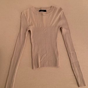 Forever 21 pink ribbed mesh sweater top stretchy
